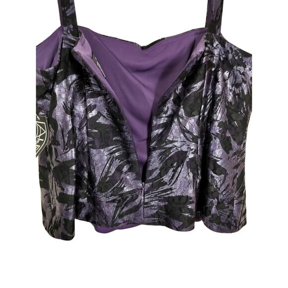 3590)Alex Evenings Petite 2 Pcs Sparkly Lace Tank & Jacket Black & Purple Medium - Picture 8 of 10